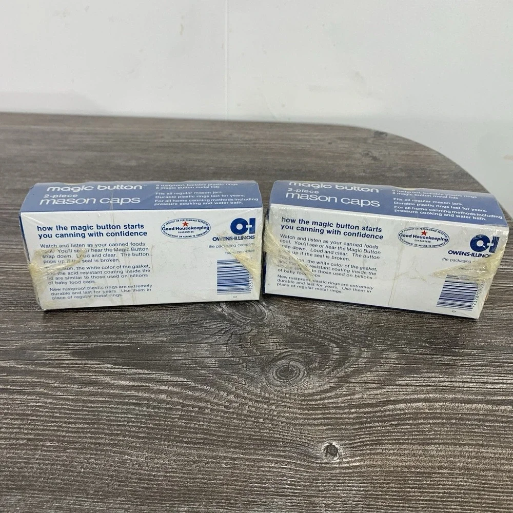 Magic Button 2-piece Mason Caps Plastic 2 8‎ Packs - 16 Lids Total New!